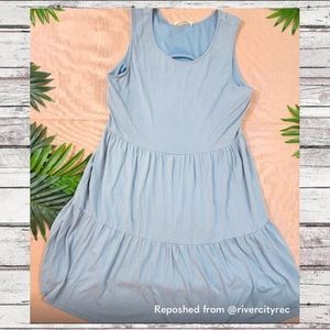 Tiered Sleeveless Light Blue mini tank summer Dress